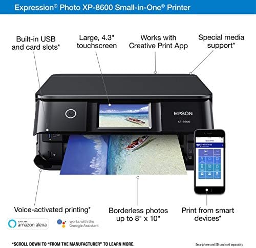 Epson Expression Photo XP-8600 безжичен печатач за фотографии во боја со скенер и копир црна, мала
