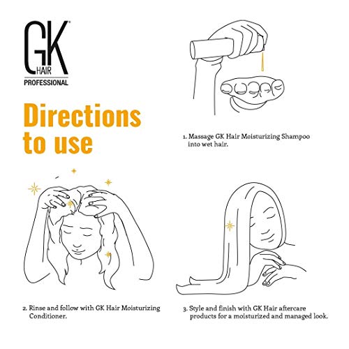 GK коса Глобал кератин навлажнувачки шампон и заштита на бојата на балсам и четка за вентил 2,5 инчи