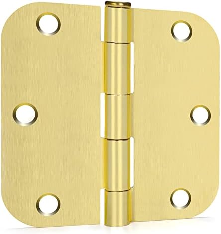 Пакет од 24 златни мерила 3-1/2 '' вратите шаркуваат месинг шарки светло полиран месинг внатрешна врата шарки со 5/8 радиус агли на златна врата хардвер задникот шарки