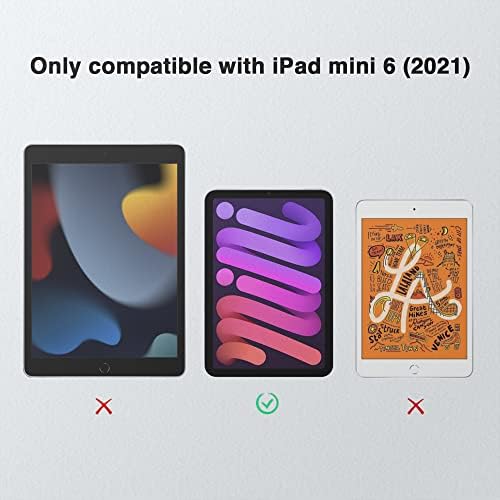 Case Euehie Case Compational со iPad Mini 6 2021, паметно покритие за 2021 iPad Mini 6 -ти Gen Auto Auto Wake/Sween Protective Case со Stand Folio Mencil држач iPad Mini 6 Case, црна