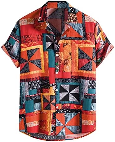 Здфер Хавајска кошула за мажи, обична летна плажа Цветна печатена кошула Редовно вклопување на врвови на копчињата со кратки ракави кошули