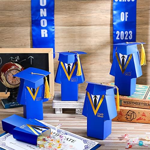 24 Парчиња Капа За Дипломирање Кутија За Подароци Кутија За Дипломирање Бонбони Со Златна Ресна Капа За Дипломирање Украси Украси
