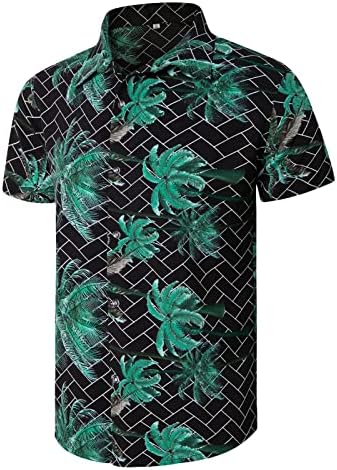Машки Хавајски Кошули Со Копчиња Редовно Се Вклопуваат Кратки Ракави Цветни Печатени Блуза Одговара Одмор Плажа