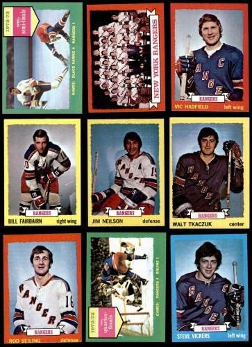 1973-74 Топс Њујорк Ренџерс Во Близина На Тимот Постави Ренџерс-хокеј 6-ЕКС/МТ-Плоча Хокеј Картички