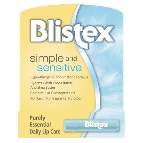 Blistex едноставна и чувствителна мелем за усни, цевка од 0,15 унца-хипо-алергичен нефловарен мелем за усни, нежен навлажнувач