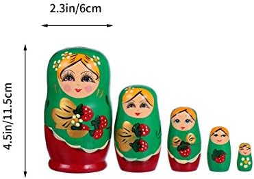 Nuobesty Toddler Toys 5pcs Руски кукли за гнездење, дрвени кукли од бабушка, кои редат вгнездени играчки за домашни украси подароци