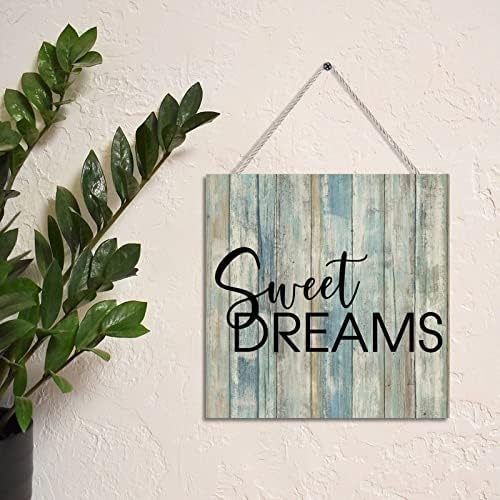 Јинрун дрвена плоча wallид виси знак слатки соништа дрвени блок плакета инспиративна понуда градинарски знаци со јаже за домашна кујна