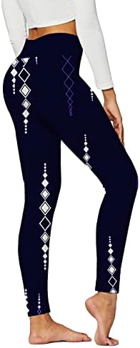 Јога панталони задник жени племенски стил печатени хеланки со висока половината јога панталони со целосна должина женски јога панталони ниско