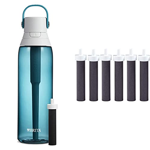 Шише со вода во Брита со филтер, 26 унца Премиум филтрирано шише со вода, БПА бесплатно, филтри за замена на шише со морско стакло