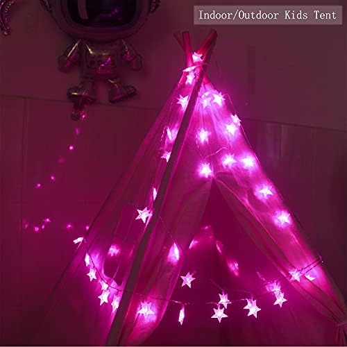 Anfunman розова starвезда жица светла за девојчиња спална соба, 50 LED 17,5 ft батерии напојувани самовила светла водоотпорни божиќни