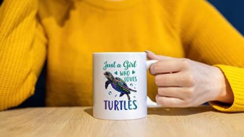 Дотаин само девојче кое сака желки Акварел морски желка, кафе, кафе, 11 унца двострана керамичка чаша чаша за кафе чај млеко, роденденски подарок