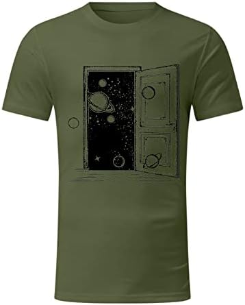 XXBR Менс летни кратки ракави маици Гроздобер смешни вселенски врата печатење на екипаж на екипаж на врвови за спортски тренинзи за обични