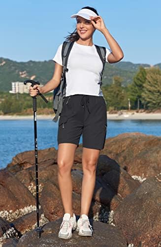 Gymbrave женски пешачки шорцеви Брзи суви карго -шорцеви за атлетски патувања со џебови со џебови