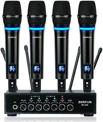Zerfun G8 Систем за безжичен микрофон + Систем за безжичен микрофон за полнење 4-канали безжични микрофони безжични мик