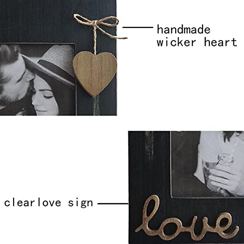 Црна дрвена рамка за слика 4x6 за loveубов има рачно изработена плетена рамка за срцев срцев удар за семејна двојка момче момче-табела и wallидна