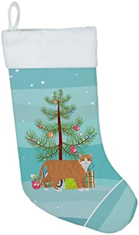 Богатства на Каролина CK4617CS Европски Шортаир 1 Мачка Среќна Божиќна Божиќна порибување, камин виси чорапи Божиќна сезона