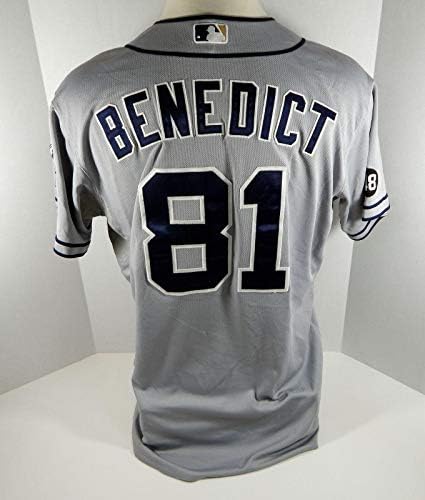 2012 година Сан Диего Падрес Грифин Бенедикт 81 Игра користеше сив дрес 48 лепенка - игра користена маичка МЛБ