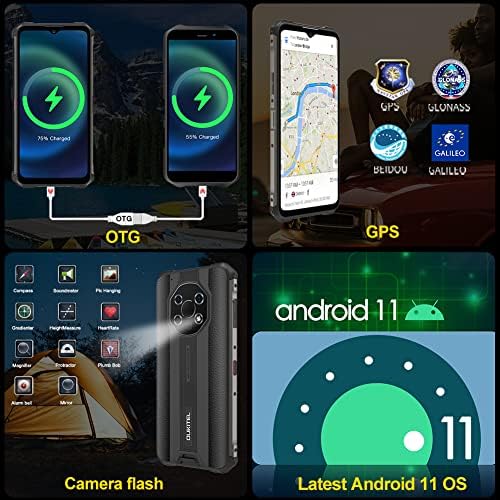 Oukitel 5G солиден паметен телефон, WP13, 8GB+ 128 GB солиден телефон Android 11 Отклучен паметен телефон 6,5 ”HD+ 5280mAh 48MP
