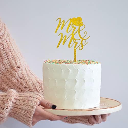 Дрвени персонализирани врвови за свадбени торта за да бидат невеста и младоженецот златен сјај торта Топер збор уметност курзивна декорација