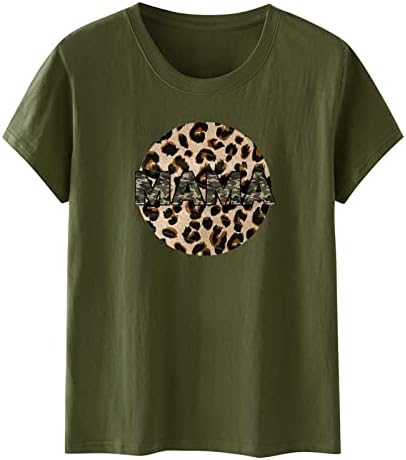 Womenените врвови бејзбол мама, смешна леопард графичка мама кошула Денот на мајката краток ракав летна обична маица