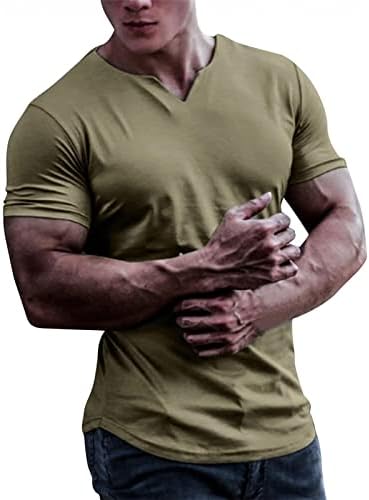 Менс тенок-фит кошули со кратки ракави, мускулна кошула цврста боја, обична салата за вежбање, атлетска маица лето памучни врвови