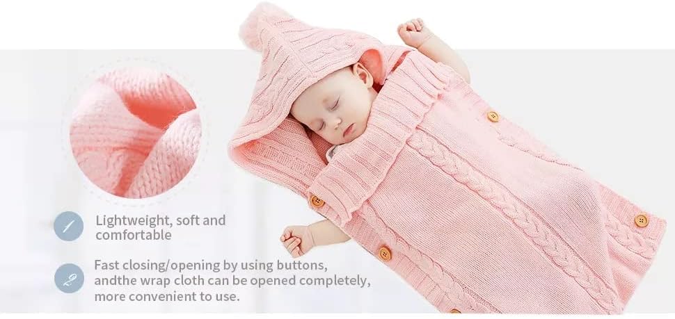 Oniame новороденче симпатично бебето завиткано качулка ќебе плетена вреќа за спиење