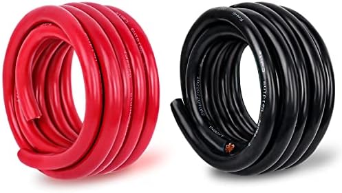 Kimbluth 6 Cable Cable Wireица од батерија, 5ft Red+5ft Black 6 AWG заварување кабел Стандард САД OFC жица за автомобилска, батерија, соларна,