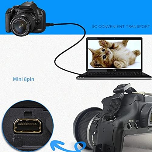 Замена UC-E6 камера Mini 8PIN USB кабел за податоци со видео AV RCA двојна мулти-функција компатибилен со дигитална камера SLR DSLR D3200