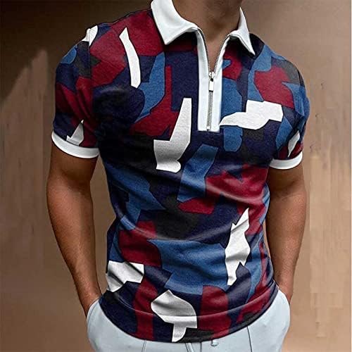 Руируилико Менс летни поло маици со летни маици со кратки ракави со кратки ракави, маички по поштенски лабави отпечатоци од голф спортови