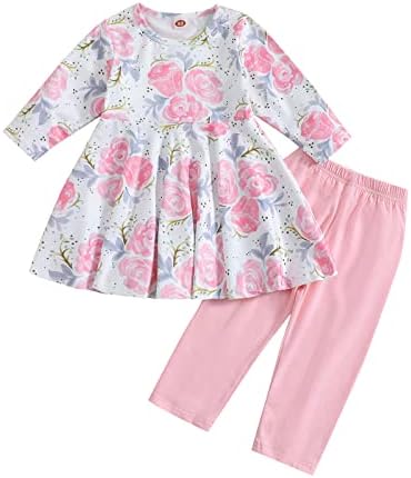 Детлер-бебе-девојче-Флорал-Клолес-поставен туничен фустан+хеланки принцеза облека бутик облека