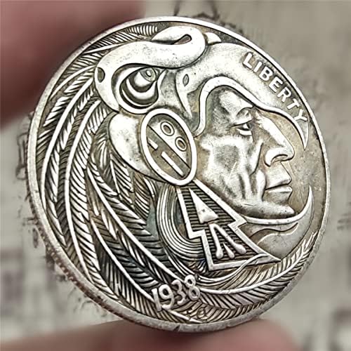 Врежана Монета Уметност Американски Скитник Монета 1938 Скитник Монета Врежана Гроздобер Сребрена Монета Индиски Птичар