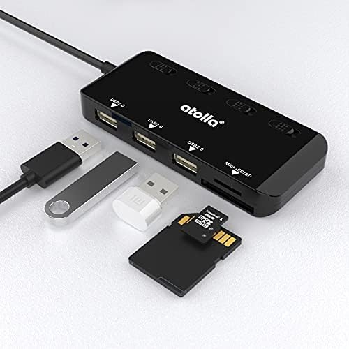 Sd Картичка Читач, atolla 5 ВО 1 USB Центар Со SD Картичка Читач, Прошири 3 USB 2.0 Пристаништа и SD &засилувач; TF Картичка Слотови, Со Индивидуални