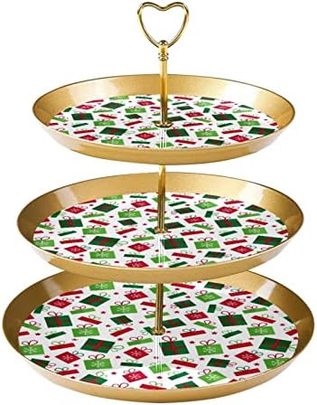 Стенд за торта Ратгдн 3 ниво, Божиќен десерт кула, пластична тркала за кекс држач