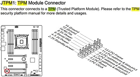 TPM2.0 Безбеден модул 12PIN -SPI MSI （12-1） Доверлива платформа за MSI MS -4136-4462