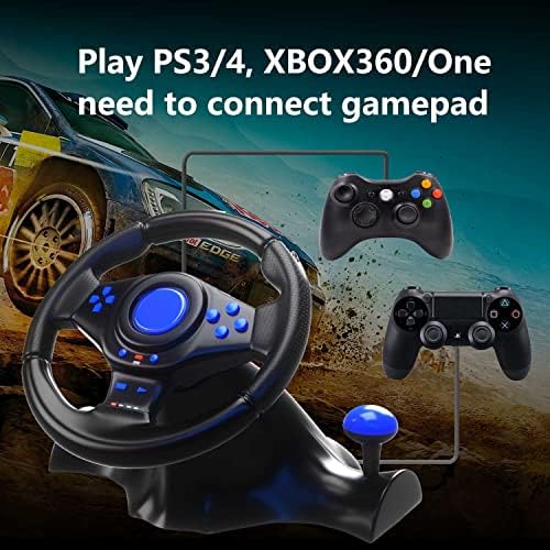 Yuyiu 【Надграден управувачки управувач со лопатки за менувач/педали и вибрации, тркачко воланот за трки компатибилен со PS4/Xbox