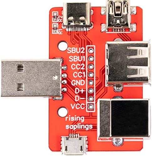 Risingsaplings USB Breakout Board 6 во 1 тип А машко до мини тип-C Microенски табла Bенски одбор