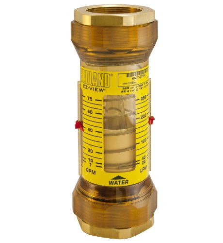HEDLAND H615-075-R EZ-View Flowmeter, полифенилсулфон, за употреба со вода, 30,0 до 280,0 LPM опсег на проток, 1-1/2 NPT FEMANE