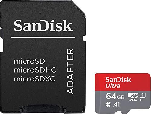 SanDisk 64GB Ultra MicroSDXC UHS-I Мемориска Картичка Со Адаптер-100MB/s, C10, U1, Full HD, A1, Микро SD Картичка-SDSQUAR-064G-GN6MA