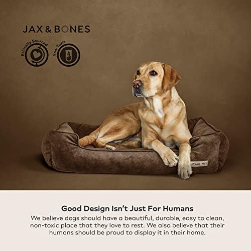Lounge Jax & Bones Dog Bed Lounge - Машински кревет за перење за кучиња - Екстра тешки засилени страни - мали кревети за сиви кучиња | 24 x