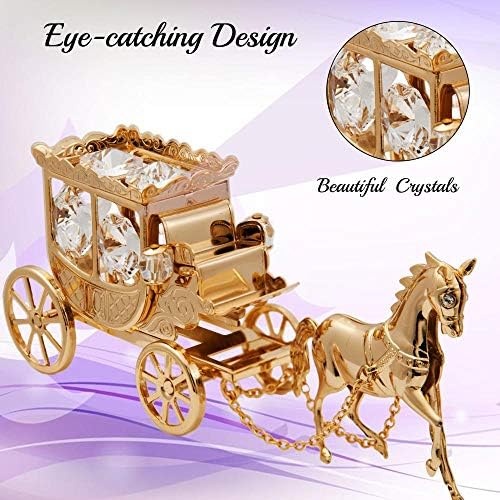 24k злато позлатено кристално затегнат коњ, нацртана вагона од маташи