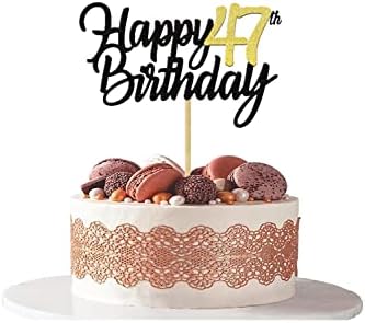 Среќен 47 Ти Роденден Торта Топперс Сјај 47 Годишнина Торта Топер 47 Години Сакаше Украси За Ден 47 Златни Украси За Роденденска Торта