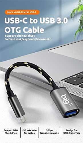 Big-E USB C до USB 3.0 Femaleенски OTG адаптер компатибилен со вашата Одисеја на книгата Samsung Galaxy за целосен USB на плетенка