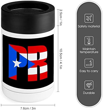 Порто Рикан знаме за ладење чаша од не'рѓосувачки челик Изолиран конзерва за ладилници за ладилници со капаци за жени подароци за мажи