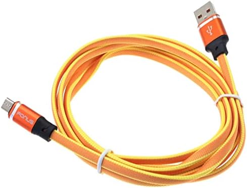 6ft USB кабел портокал микрокус полнач за полнач на кабел за напојување со долга плетенка компатибилна со Samsung Galaxy A10s - Galaxy