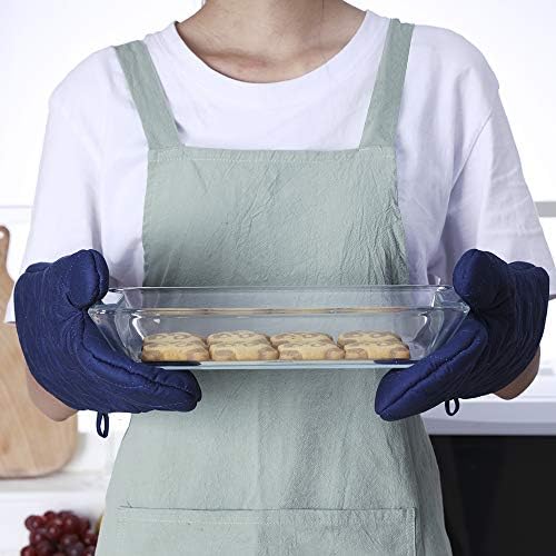 Anyi кујнски рерна митс, памучна кујна ракавица со карактеристика на отпорна на топлина што не е лизгање за печење за готвење