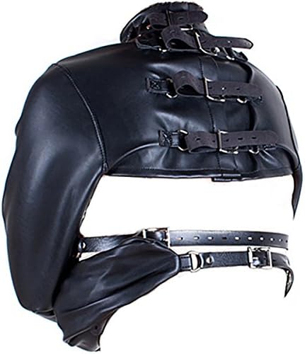 Црната кожа изложени брадавици градник, ракав за ограничување на рака, јаки за кучиња за кучиња за робови за возрасни, за парови BDSM сексуален