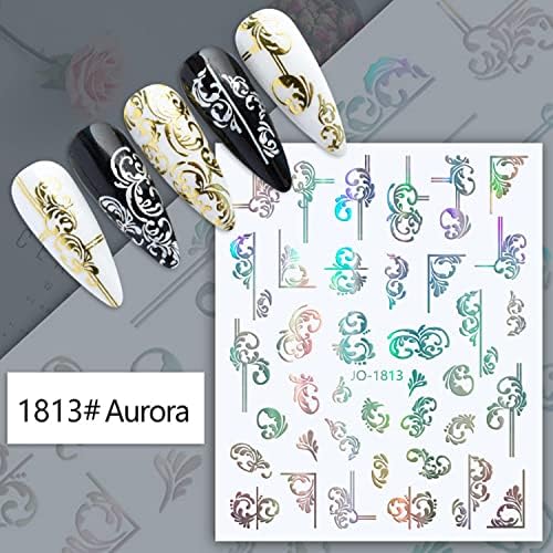 8 листови налепници за нокти на пеперутка 3D лизгачки нокти Декларации Ласерски налепници за нокти за само-лепете дизајн на ноктите за нокти