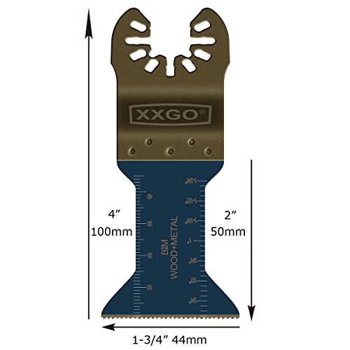 Xxgo 4 парчиња осцилирачки пила сечила титаниум екстра долг дофат на бит -метални мулти -алатки комплети за дрвени пластични нокти метал сечење