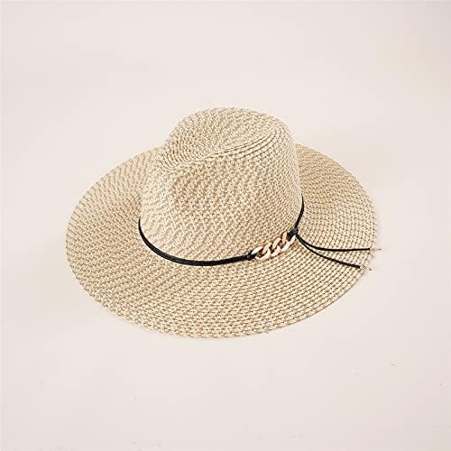 Женска плажа сонце слама капа од слама црна јаже украс за одмор сонцето капа за жени големи затемнети капаци за бејзбол бејзбол