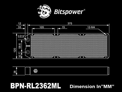 Bitspower Leviathan II 360 СФ Радијатор Со Четири G1 / 4 Пристаништа, Црна